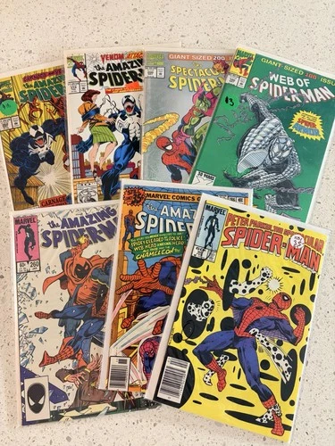 LOT: 7x Bronze Age Marvel Spider-Man Comic Books (Amazing, Spectacular, Web)