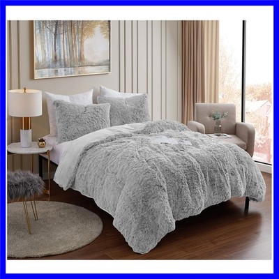 Plush Shaggy Comforter Set Ultra Soft Luxurious Faux Fur Decorative Fluffy Cr...