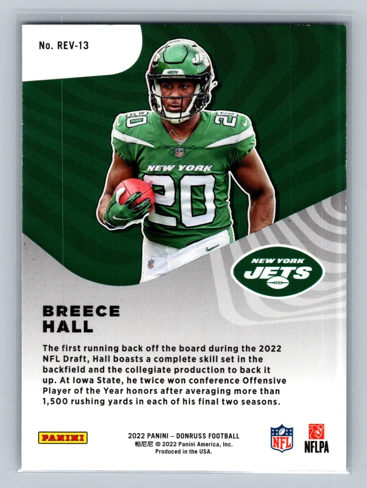Breece Hall 2022 Donruss Rookie Revolution #REV-13 New York Jets - Image 2 of 2
