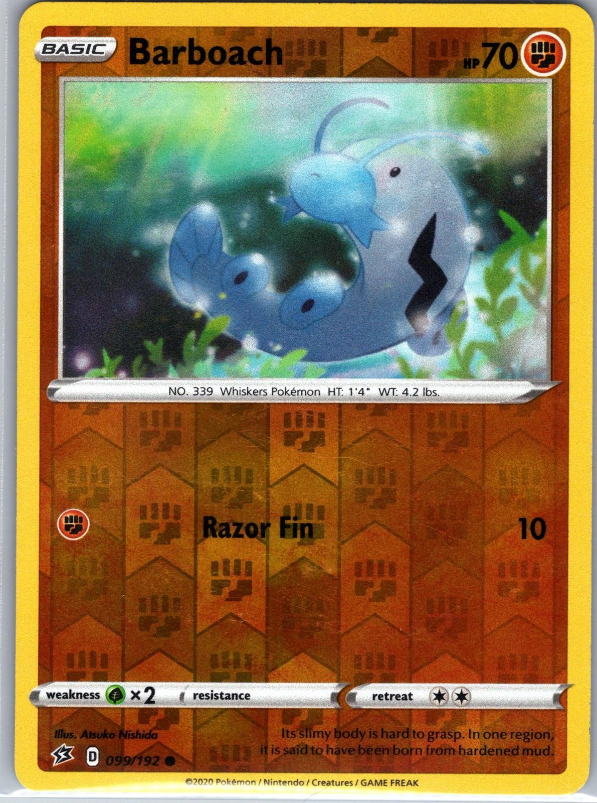 Barboach 099/192 Common Rebel Clash Pokemon Reverse Holo Near Mint