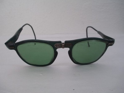Vintage 1940s Willson Green Industrial Folding Safety/ Riding Glasses Steampunk