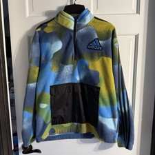 Adidas Colorful Fleece 1/4 Zip Pullover Fuzzy Sweatshirt Youth Size XL 18/20 