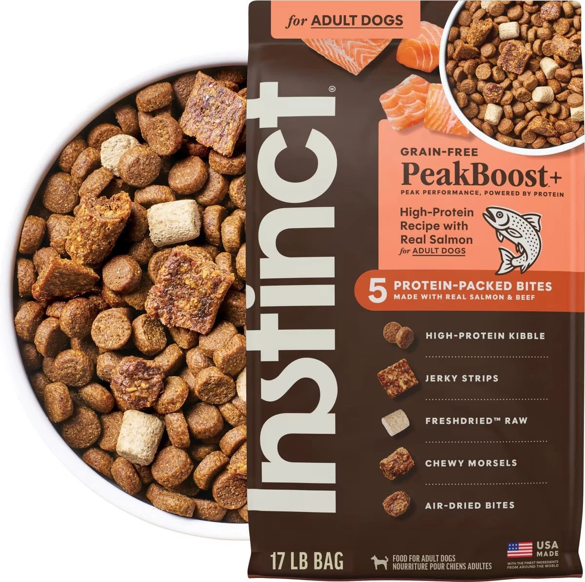 Instinct PeakBoost+ High Protein Grain Free Salmon Recipe Dry Dog Food 3.5# Bag