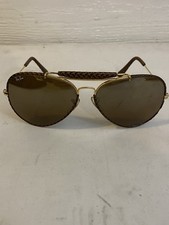VINTAGE RAY BAN BROWN WOVEN LEATHER OUTDOORSMAN 62MM SUNGLASSES BAUSCH & LOMB