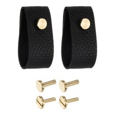 Confezione da 2 Tira Cassetti in Pelle per Cassetto Comò, Armadio Cucina, Nero