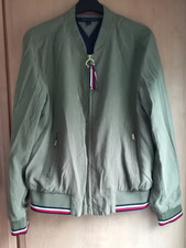 Tommy Hilfiger Khaki Bomber Jacket Unisex Zip Pockets Size S New