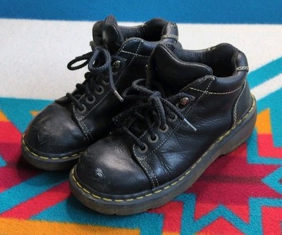 Doc Martens Chunky Leather Boots 8542 Made In England Black Heel Mens Size 6