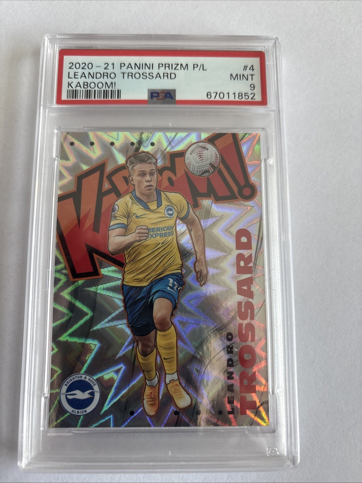 Leandro Trossard -  2020 / 2021 Panini Prizm Premier League Kaboom!  PSA 9  #4