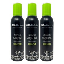 3 Pack - Gillette Labs Quick Rinse Shave Foam, Vitamin B3 + Sea Kelp, 8.1oz