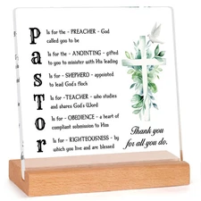 Pastor Appreciation Gifts, Thank You Acrylic Plaque with Wooden Stand, Pastor...