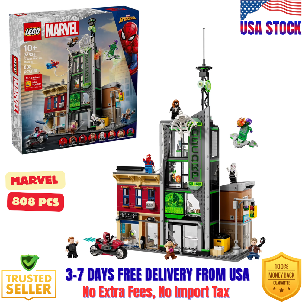 LEGO Marvel Spider-Man vs. Oscorp Building Toy - Pretend Play Set W/8 Toy Minifi