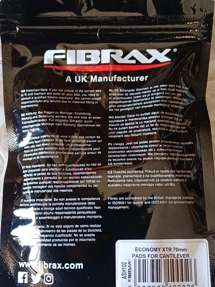 Fibrax cantilever brake pads,  1 pair. - Image 4 of 4