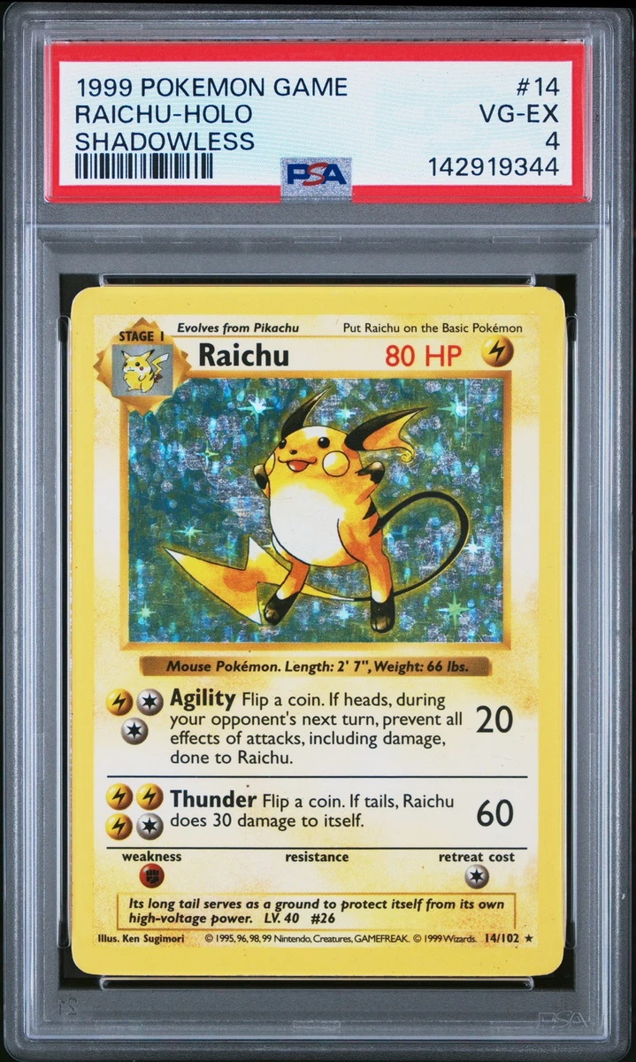 Raichu Pokémon TCG Shadowless Individual Collectible Card Game