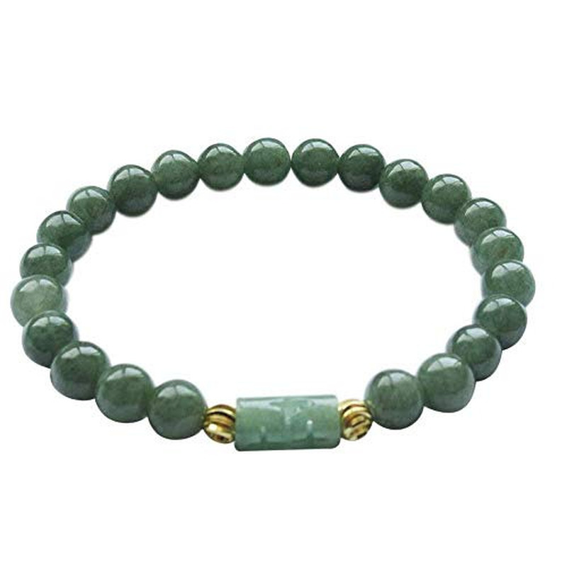 Natural Jade Emerald Bead Elastic Bracelet Bangle Jewellery Accessories Amulet