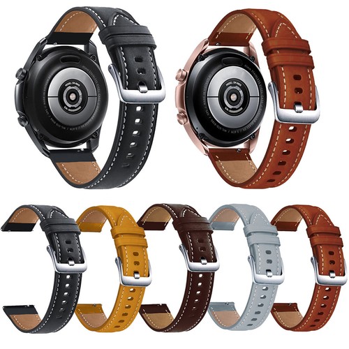 For Samsung Galaxy Watch 3 45mm 41mm Band Leather Wristwatch Strap Belt Bracelet - Picture 2 of 12