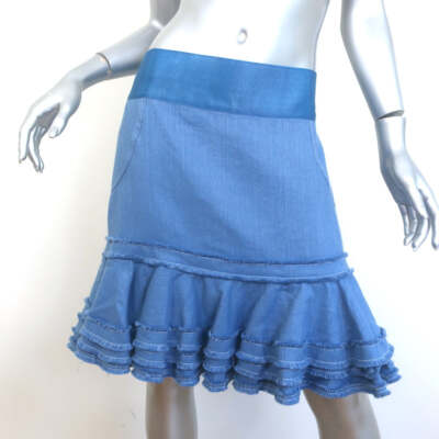Alexis Fringed Ruffle Skirt Blue Size Extra Large
