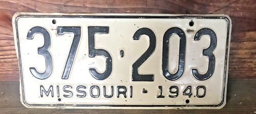1940 Missouri License Plate