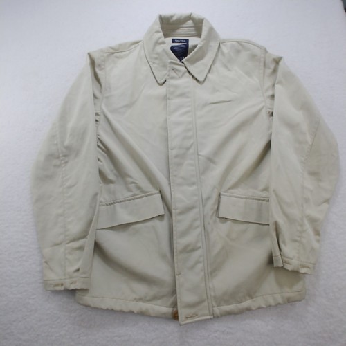 Nautica, Vintage Nautica Unisex Size M Cream Tan Zipper Button Peacoat Jacket Breathable