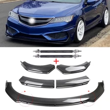 Carbon Fiber Style Front Bumper Lip Spoiler Strut Rod For Acura ILX 13- Body Kit
