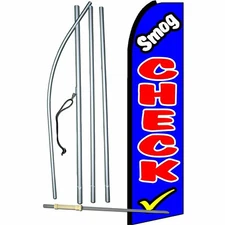 Smog Check Flag Flutter Feather Banner Swooper Extra Wide Bundle COMPLETE Kit