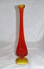 Vtg Mid Century Fenton Glass Hobnail Swung Vase 10.5" Amberina Orange