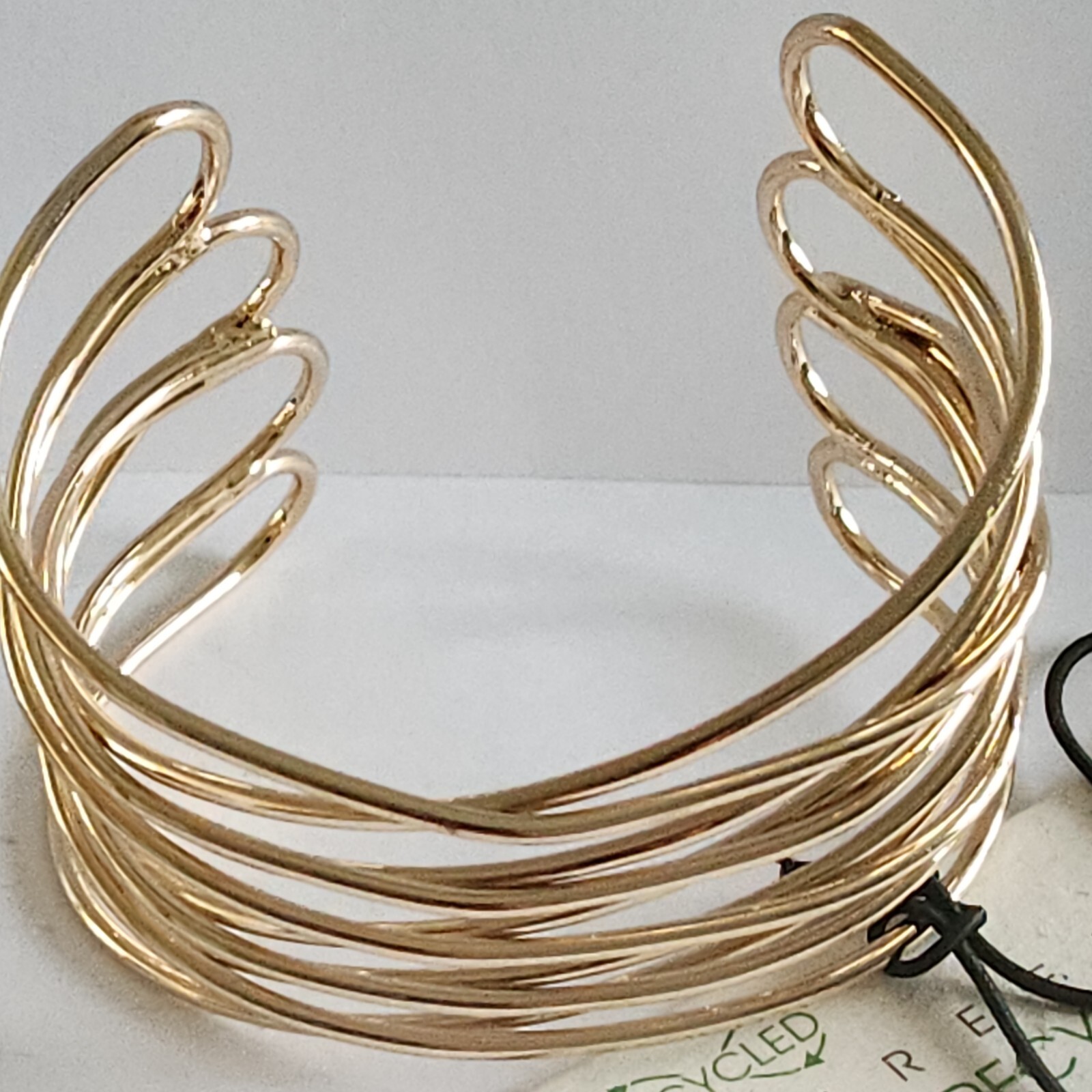 Freedom Recycled Women Multilayer Metal Wires String Open Bangle  Cuff Bracelet