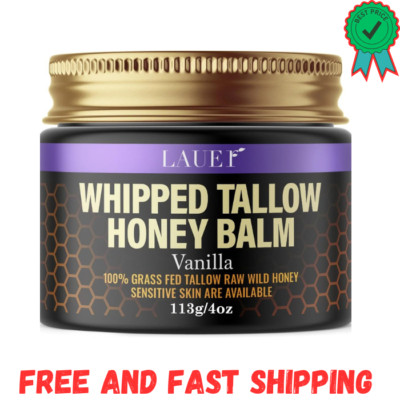 Whipped Tallow Honey Balm for Soft Smooth Skin & Face 100% Grass-Fed Beef Tallow