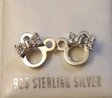 Children Color Clear Zirconia Silver 925 Stud Earrings Minnie