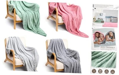 4 Pcs Extra Large Flannel Fleece Throw Blankets 50 x 70 Inch Soft Warm Bed 