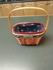 Longaberger 2001 Inaugural Basket with Patriotic Liner and Protector & Handle