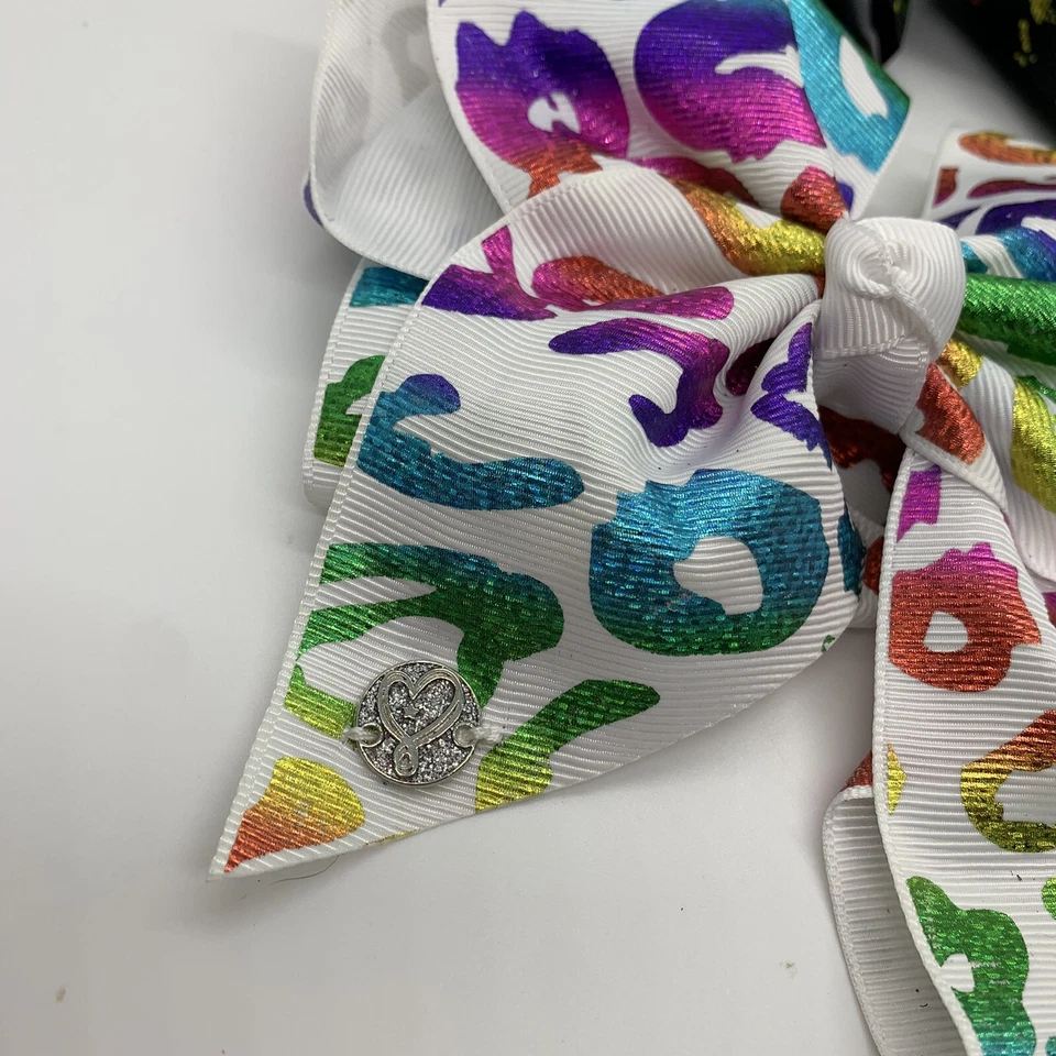 "Lote de 2 lazos Justice Hair blanco negro colorido, 7""x5""" Foto 2 de 4