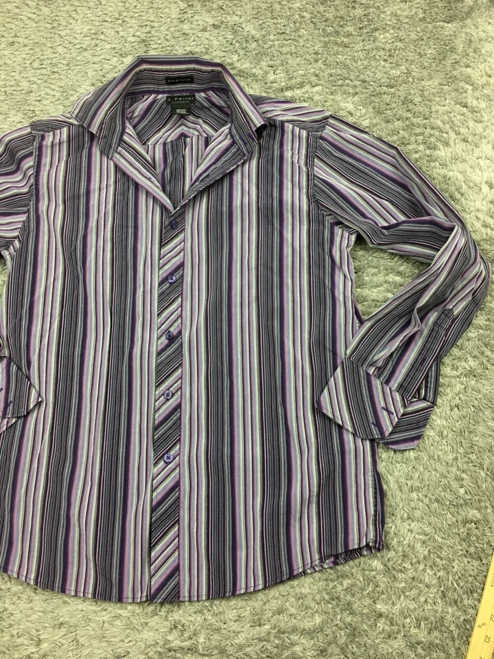 J Ferrar Button Up Shirt Mens Size Medium Modern Fit Purple 80/2 Mercerized - Image 2 of 4