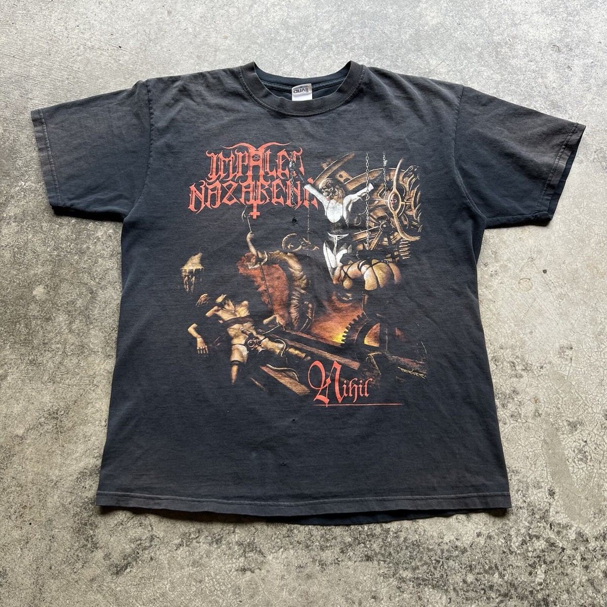 Vintage 2000s Impaled Nazarene Nihil Graphic Band T Shirt Mens