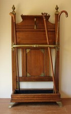 Antique James Shoolbred Oak Hall Stick Stand. Arts & Crafts Umbrella Stand Rack
