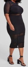 Nina Parker Women Black Trendy Short-Sleeve Mesh Midi Dress Plus Size 3X