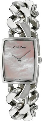 Calvin Klein K5D2M12E Silver Tone Pink MOP Dial Swiss Made Womens Fashion Watch