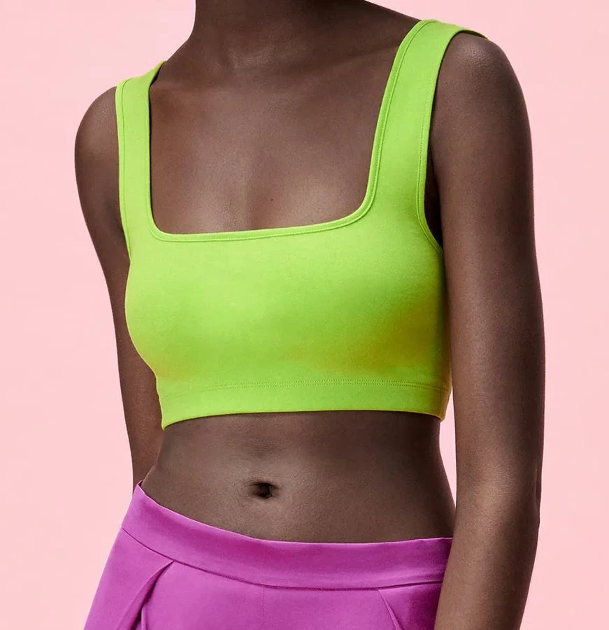 ZARA SEAMLESS CROP TOP FLUORESCENT LIME GREEN NEON BOOB TUBE XS-S EXTRA  SMALL 8