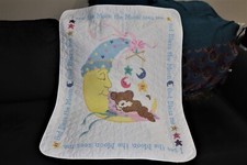 Hand Embroidered Baby Crib Blanket Lightweight Coverlet 41" x 32" Never Used