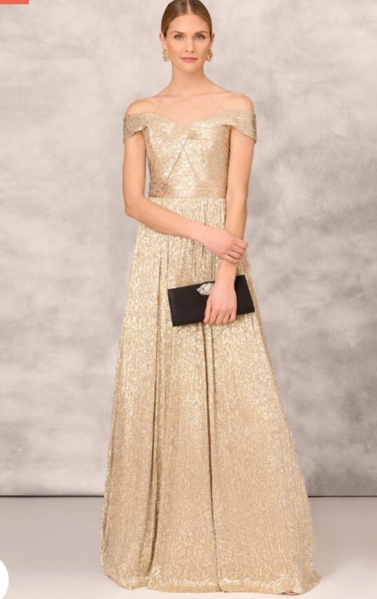 gold lame prom dress Rachel Allan main image 1