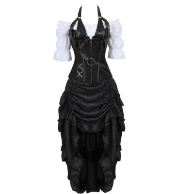 Corset Steampunk Dress Bustiers Corset Skirt Three-piece Leather Pirate Lingerie | eBay Corset Steampunk Dress Bustiers Corset Skirt Three-piece Leather Pirate Lingerie | eBay