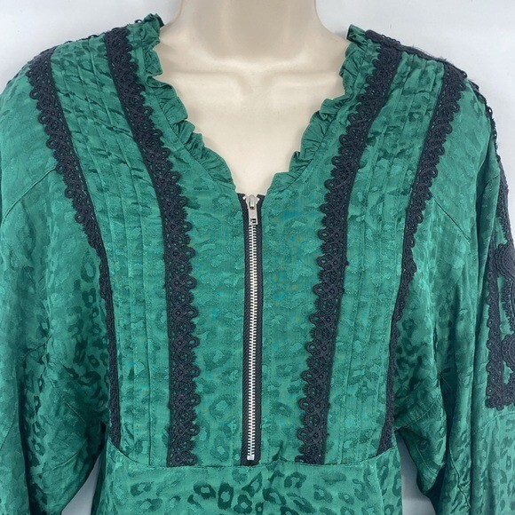Koche Lace Trim Python Zip Top Blouse Womens Size… - image 2
