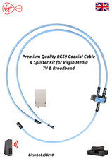 Virgin Media Twin TV & Broadband Extension Cable Technetix Splitter RG59 White