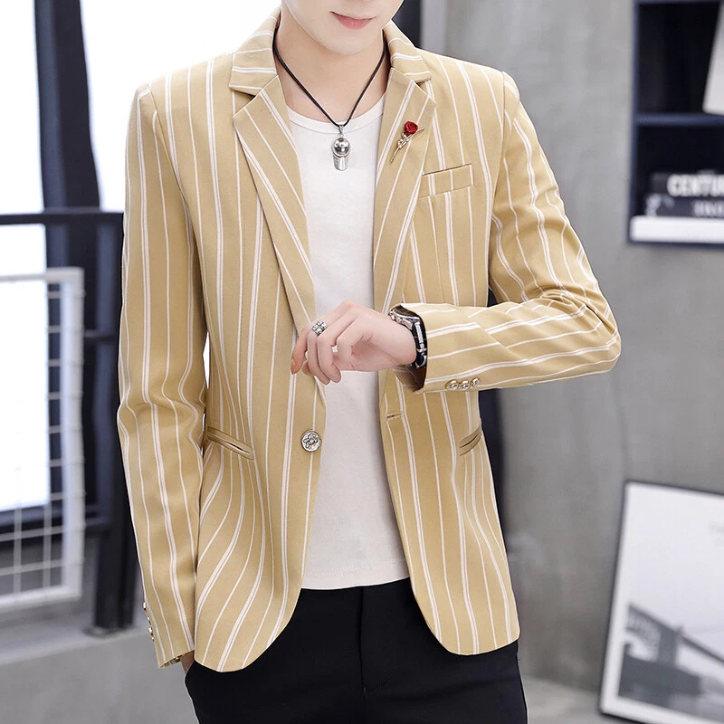 Beige outlet striped blazer