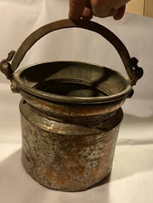 Large antique copper pot / cauldron - hand hammered 10" x 10'