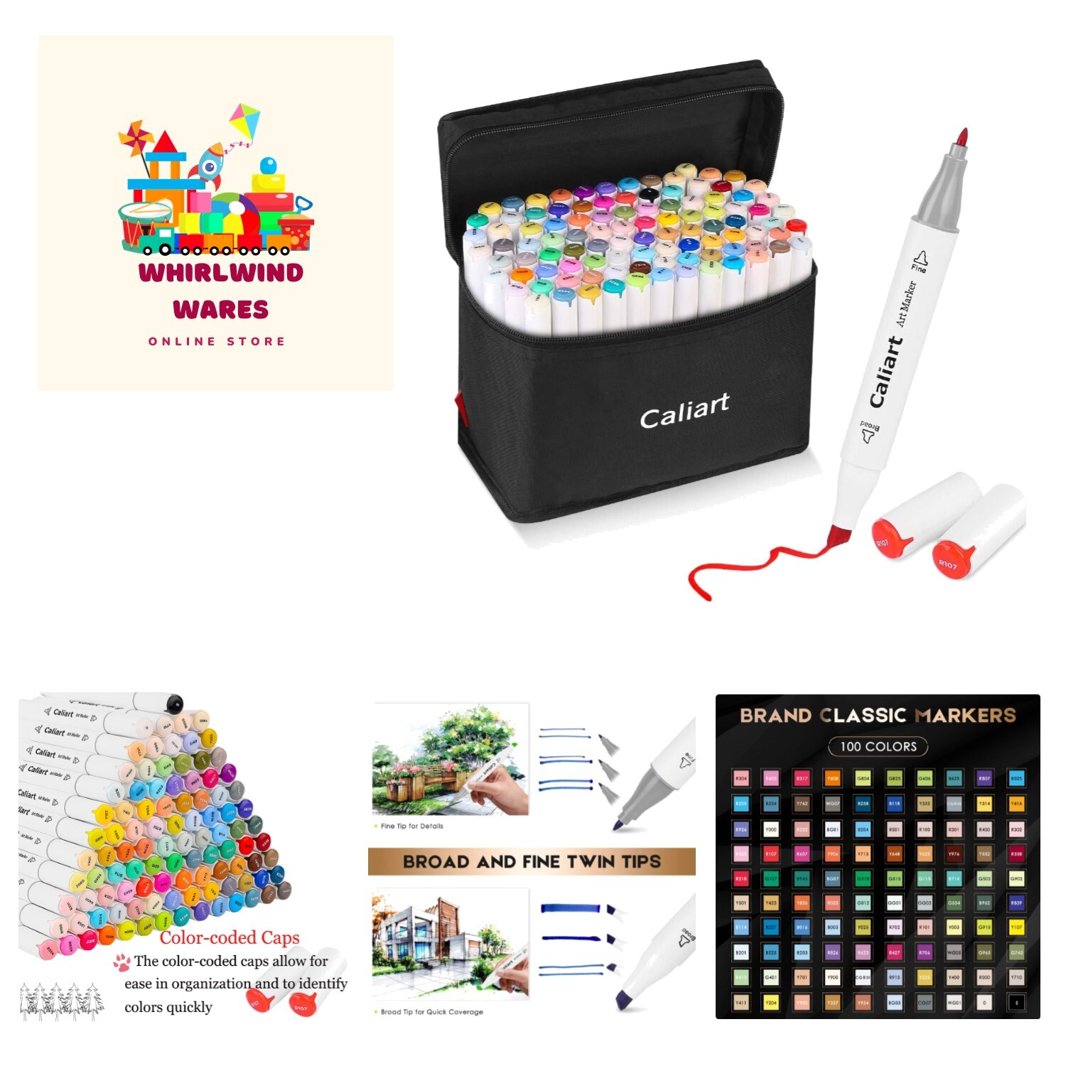 Markers, 100 Colors Dual Tip Art Markers Sketch Pens Permanent Alcohol Based,...-image