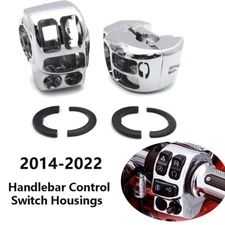 Chrome Switch Button Housing Bar Hand Control Pair For Harley 2014+Touring Trike