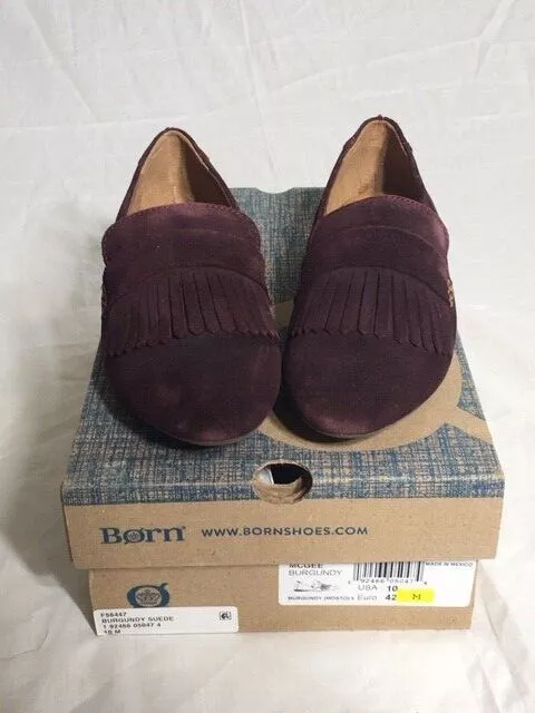 Women s NIB Born McGee Leather Burgundy Suede Closed Toe Shoes