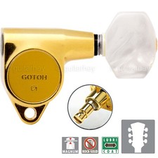 Gotoh SG301 MG Magnum Locking Tuners L3 R3 Set w/ PEARLOID Buttons 3x3 - GOLD