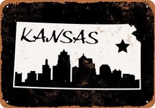 METAL SIGN - Kansas State 3 BLACK -- Vintage Look