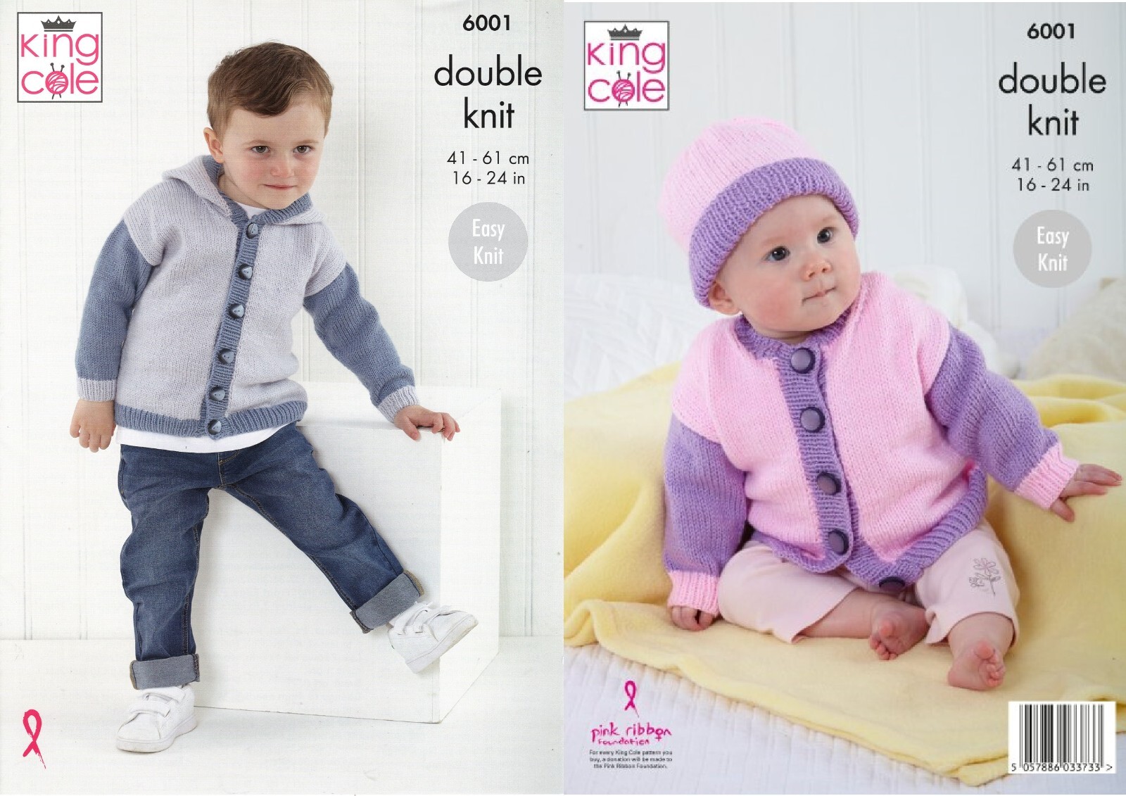 King Cole Baby DK Knitting Pattern - 6001 Baby and Toddlers  Cardigans & Hat